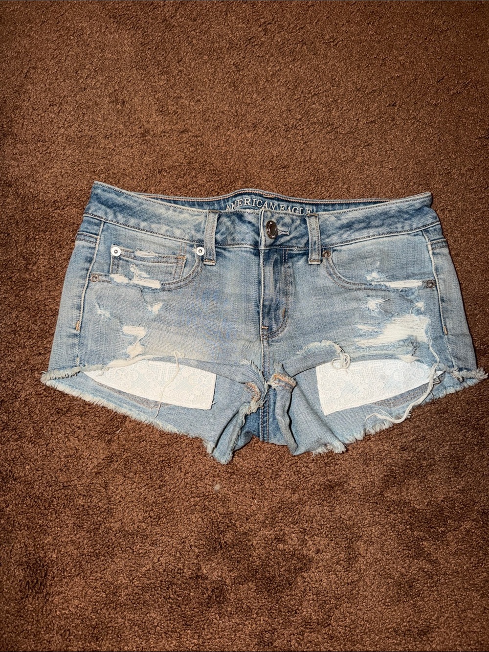 American Eagle Outfitters Light Wash Distressed Denim Shorties